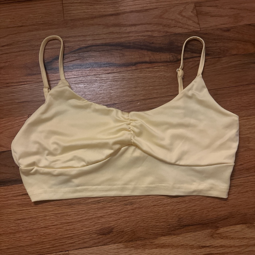 SHEIN Yellow Ruched Tank Top